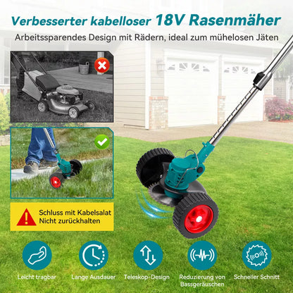 Akku Rasentrimmer 1500W – Kompatibel mit Makita 18V (Nicht Original)