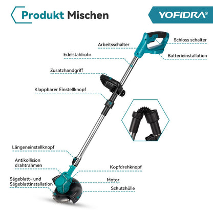 Akku Rasentrimmer 1500W – Kompatibel mit Makita 18V (Nicht Original)